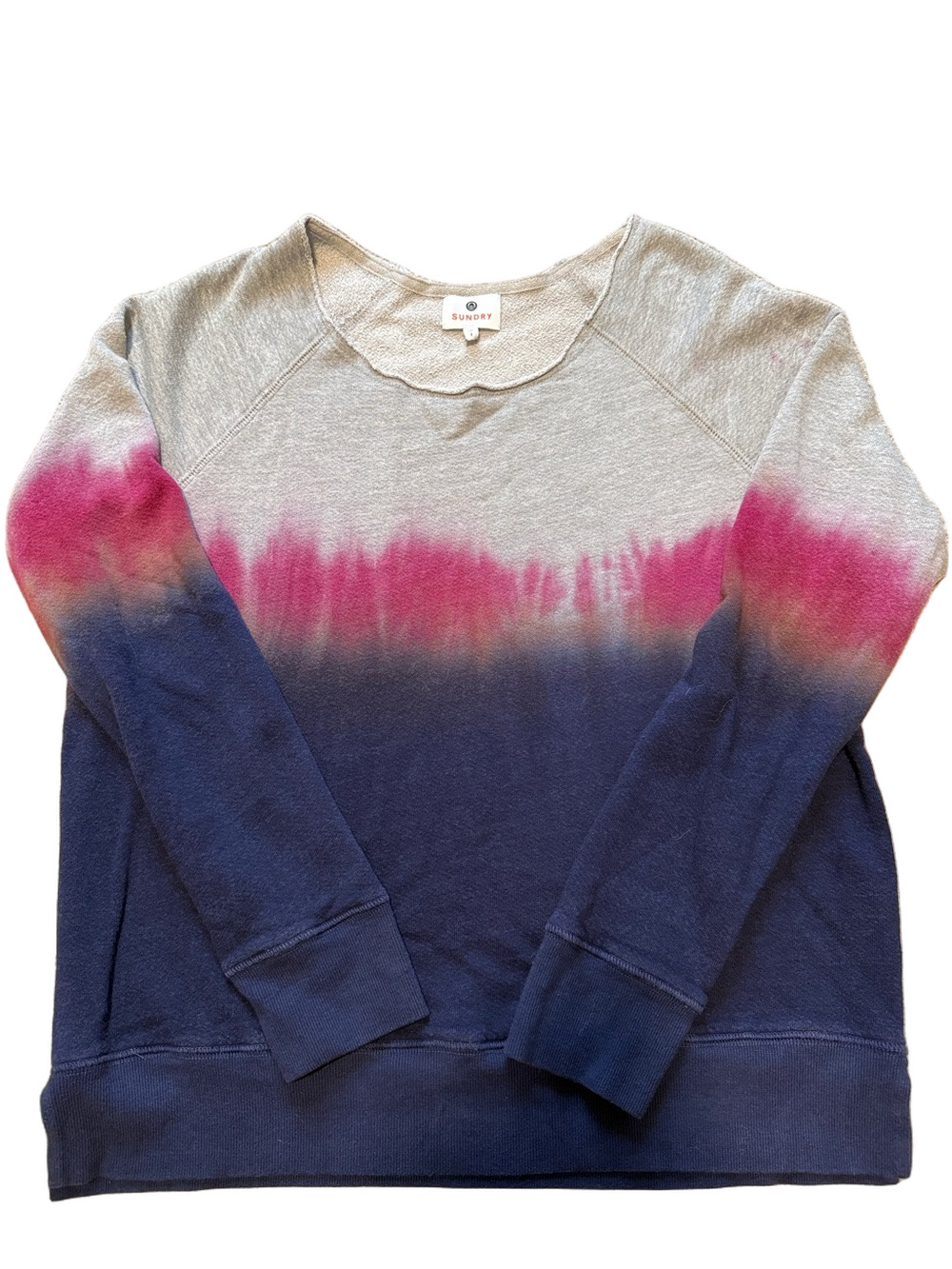 Sundry Gradient Tie Dye Sweatshirt Crew Neck Long Sleeves Dip Dyed sz 1